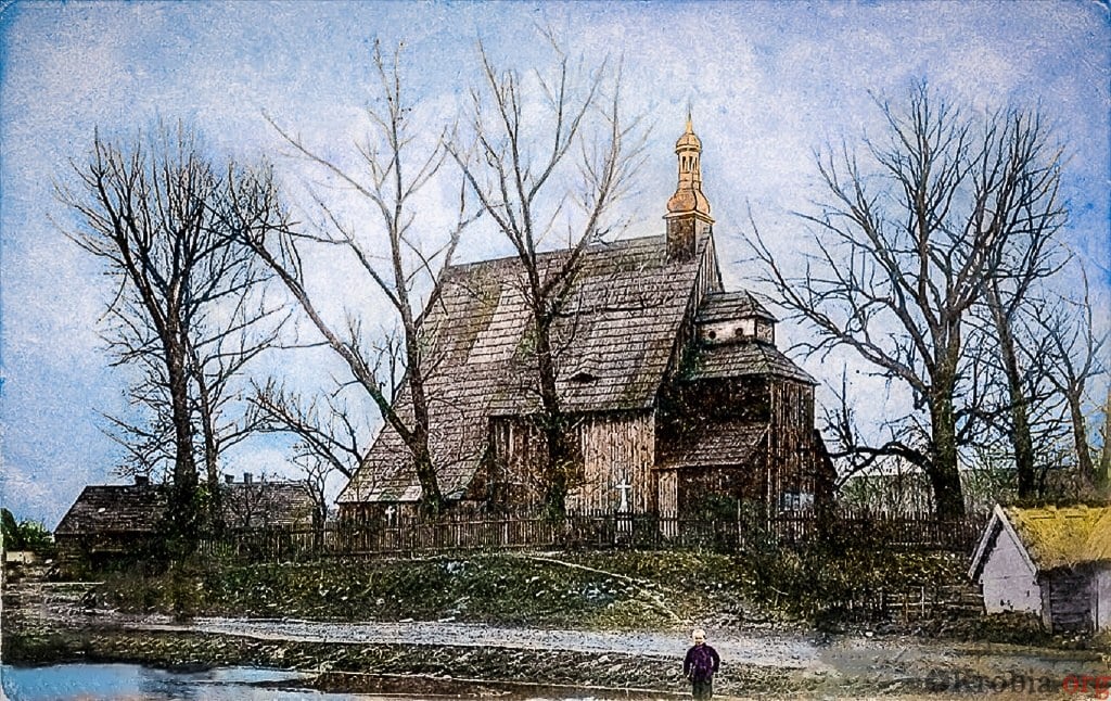 Kościół p.w. św. Michała Archanioła w Domachowie w gminie Krobia zdjęcie 1920 r.