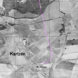 Linia kolejowa Karzec - Domachowo na zdjęciu lotniczym